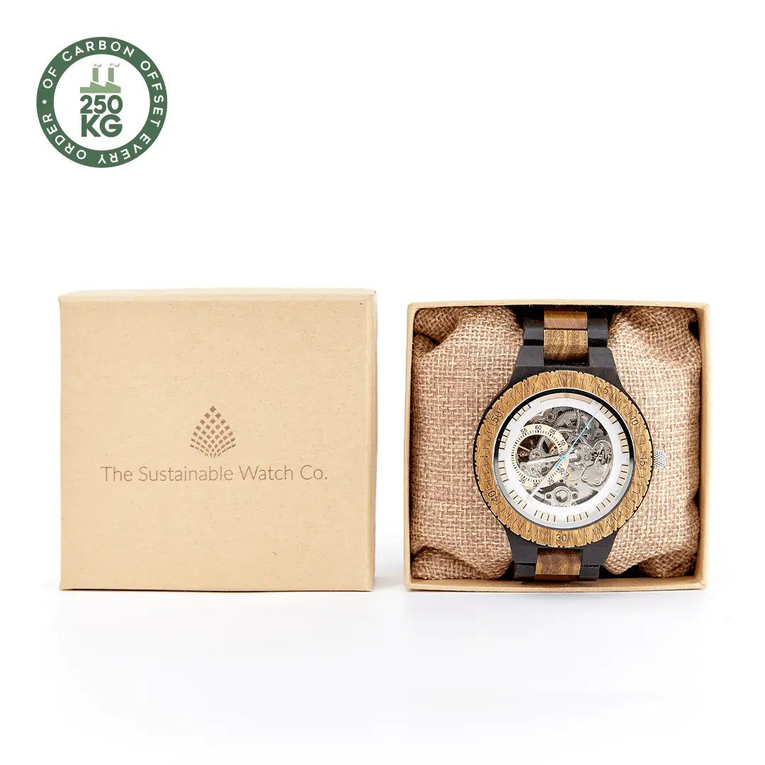 The Hemlock - Mechanical Wood Wristwatch For Men - Handmade from Recycled Wood