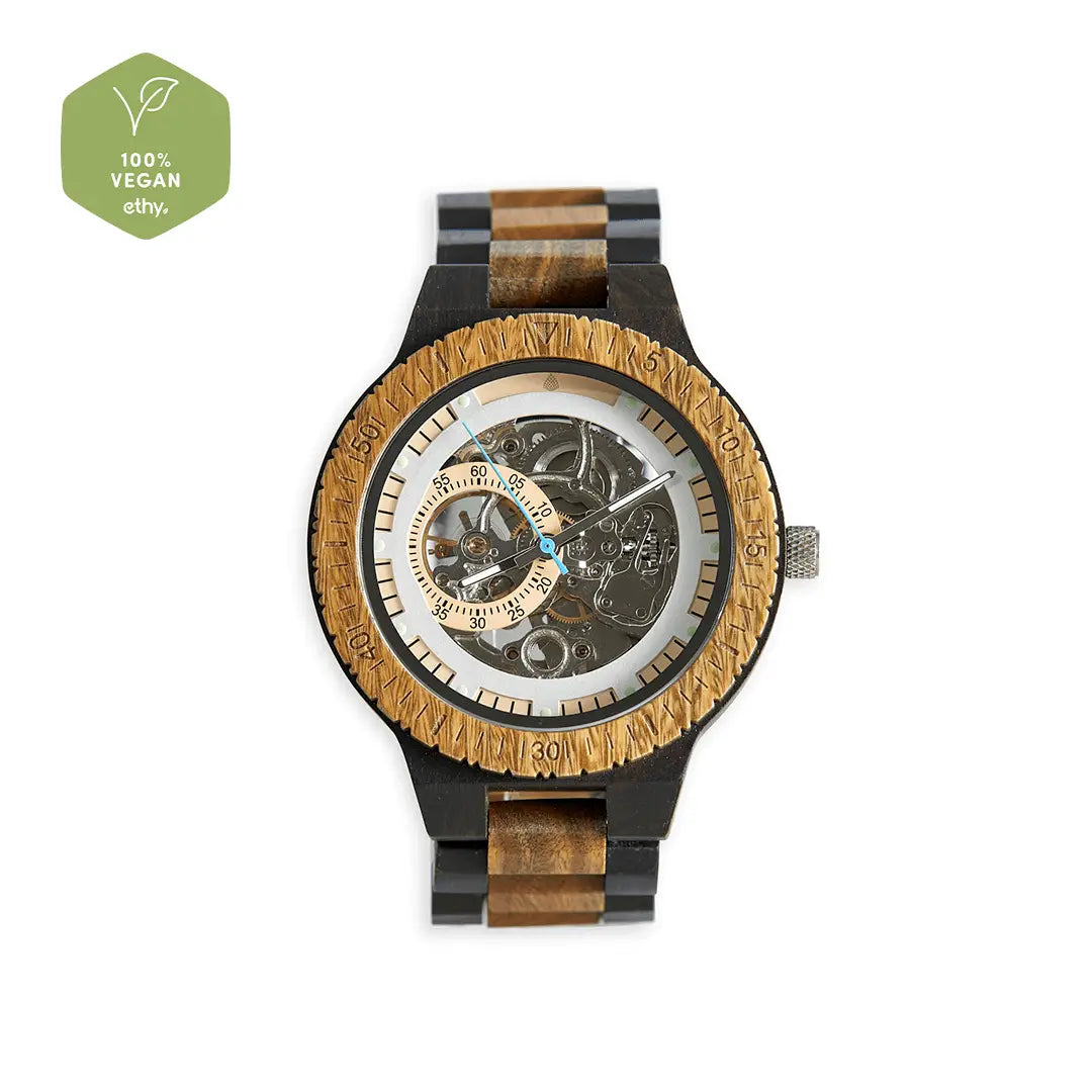 The Hemlock - Mechanical Wood Wristwatch For Men - Handmade from Recycled Wood