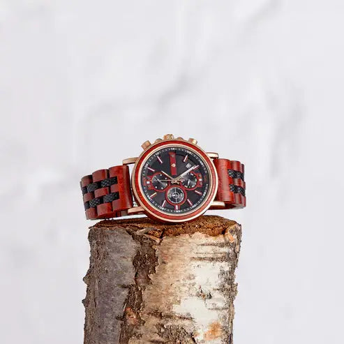 The Redwood - Chronograph Wood Wristwatch For Men - Handmade from Natural Wood